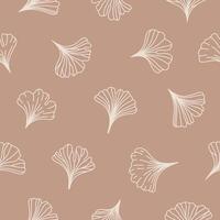 Botanical seamless pattern with leaves ginkgo biloba. Natural design at soft and soothing abstract leaf, nature inspired. Print in calm beige colors vector