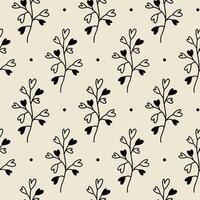 Minimalistic botanical seamless pattern. hand-drawn illustration in doodle style. Perfect for decorations, wallpaper, wrapping paper, fabric. Floral background. vector