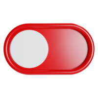 A 3d red toggle switch off user interface button in front view icon png