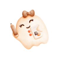 A hand drawn cute ghost cartoon perfect for Halloween-themed graphics. With its friendly smile and playful design, this ghost adds a fun and whimsical touch png