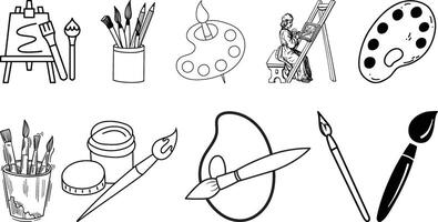 Art and drawing icon set collection vector