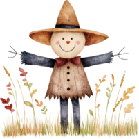 Charming Scarecrow Enjoys a Bright Day in the Meadow png