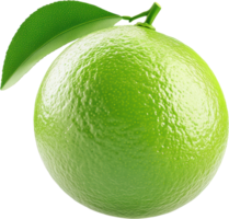 Vivid Green Lime with a Single Leaf, Perfect for Refreshing Recipies png