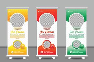 Icecream roll up banner design template Design vector