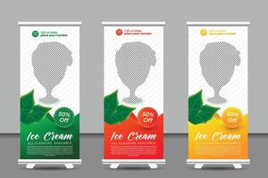 Icecream roll up banner design template vector