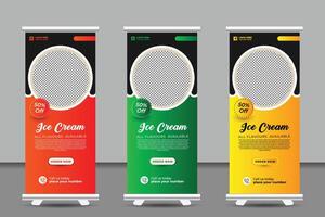 Icecream roll up banner design template Design vector