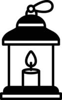 black and white lantern with a candle inside vector