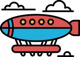 A black and white drawing of an airplane with a rocket on the tail vector