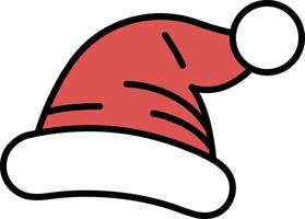 A red hat with a white stripe and a white pom pom on top vector