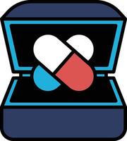 A box with two pills inside vector