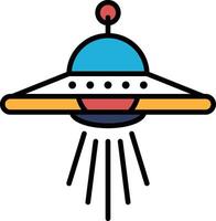 A black and white drawing of a spaceship with a light shining on it vector