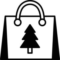black and white image of a shopping bag with a tree on it vector