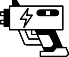 A black and white image of a gun with a lightning bolt on it vector