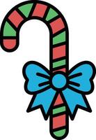 A black and white drawing of a candy cane with a bow on it vector