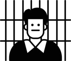 A man is in a jail cell with bars on the window vector