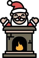 A cartoonish image of Santa Claus standing in front of a fireplace vector