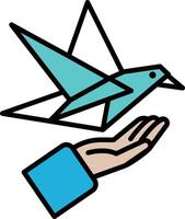 A bird is being held in a hand vector