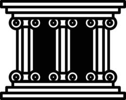 A black and white drawing of a column with three pillars vector