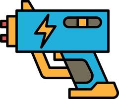 A black and white image of a gun with a lightning bolt on it vector