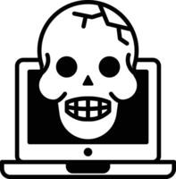 A skull is on a laptop screen vector