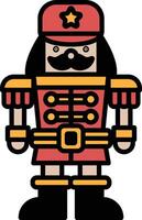 A black and white drawing of a nutcracker with a mustache and a hat vector