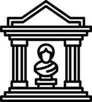 A statue of a woman stands in front of a building with columns vector