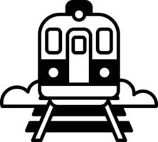 A train is on the tracks with clouds in the background vector