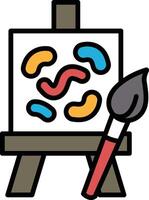 A black and white drawing of a paintbrush and a canvas with beans on it vector