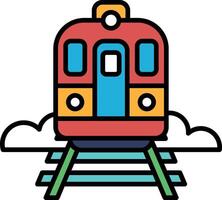 A train is on the tracks with clouds in the background vector