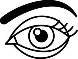 A black and white drawing of an eye with a black eyebrow vector