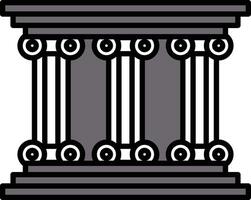 A black and white drawing of a column with three pillars vector