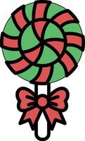 A black and white drawing of a candy cane with a bow on it vector