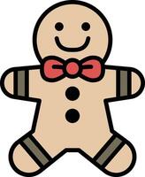 A smiling gingerbread man with a bow tie vector