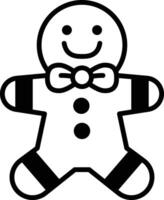 A smiling gingerbread man with a bow tie vector