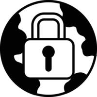 A black and white image of a key on a globe vector