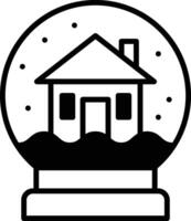 A house is shown in a snow globe vector