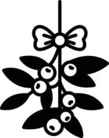 black and white drawing of a Christmas tree with a bow vector