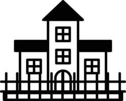 Illustration of a prison building in line art style vector