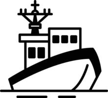 large ship with a black hull and a white top vector