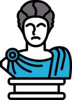 A statue of a man with a blue robe and a blue sash vector