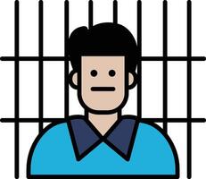 A man is in a jail cell with bars on the window vector