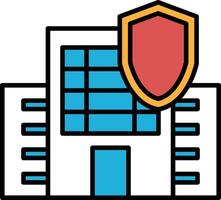 A building with a shield on top of it vector