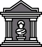 A statue of a woman stands in front of a building with columns vector