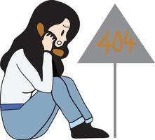 Girl calls for help error 404 for Web vector