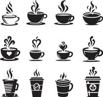 silhouette coffee icon set vector