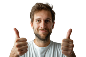 Smiling Man Gives Double Thumbs Up png