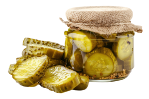 Tangy Pickle Jar With Slices png