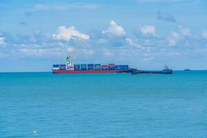 Container ship transporting goods on Vung Tau sea photo