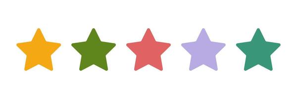 Star set illustration with groovy color. Five stars vector