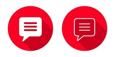 Text message icon with long shadow. Communication sign vector
